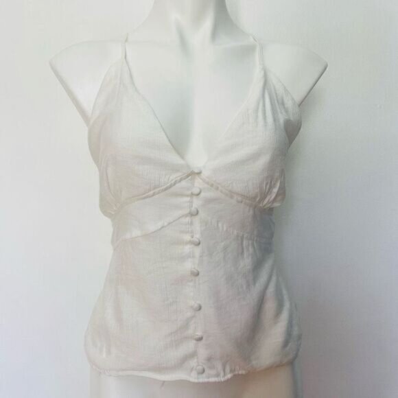 Lottie Moss white Button Front structured fitted tank top - Picture 3 of 7